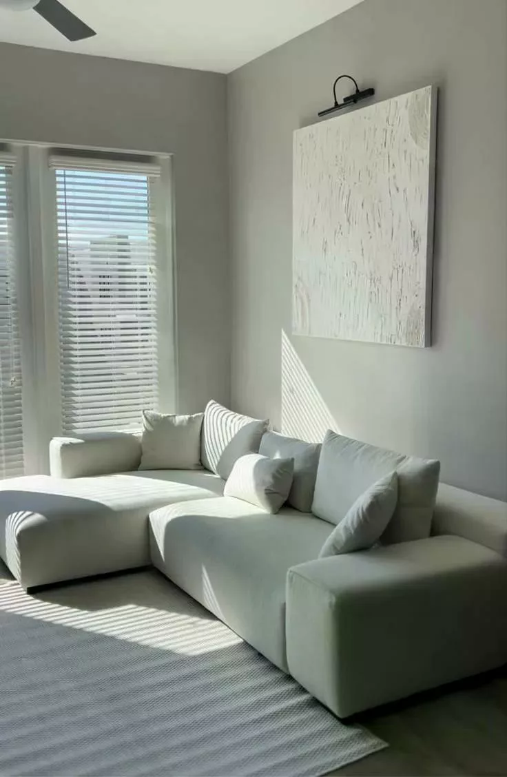 Modern custom sectional couch in a bright living room